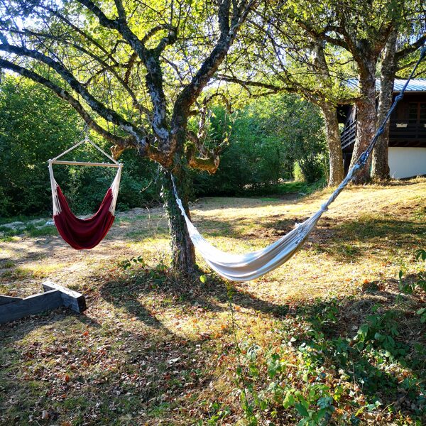 Lire un livre dans les hamacs